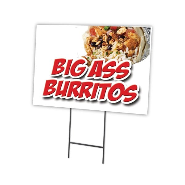Big A Burritos Yard Sign & Stake outdoor plastic coroplast window, C-1824-DS-Big A Burritos